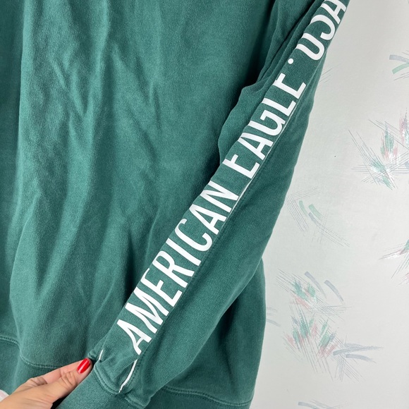 American Eagle Outfitters Mens Long Sleeve Hoodie Jacket Green Logo Large - Picture 8 of 11